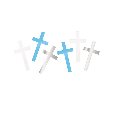 Blue & Silver Cross Foil Confetti 14g