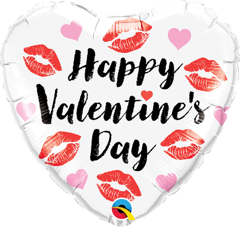 Happy Valentine's Day Kiss & Hearts Balloon