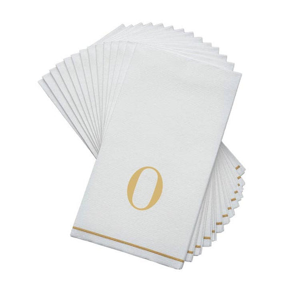 Bodoni Script Single Initial Gold & White Luxury Napkins (14 pack)