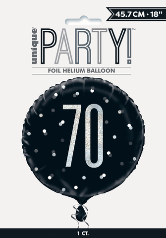 Black Glitz 70th Birthday Prismatic Foil Balloon