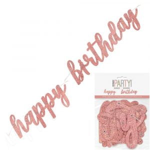 Rose Gold Happy Birthday Jointed Banner