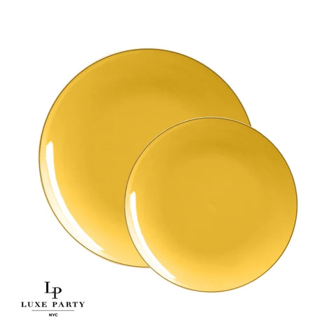 Yellow & Gold Elegant Rounded Plastic Plates (10 pack)