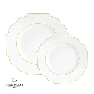 White & Gold Elegant Scalloped Plastic Plates (10 pack)