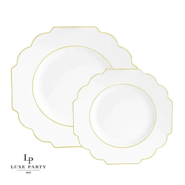 White & Gold Elegant Scalloped Plastic Plates (10 pack)