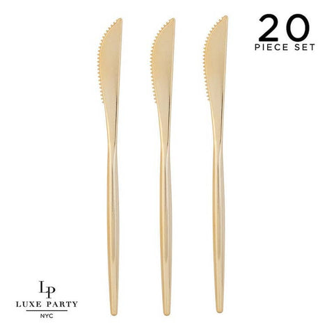 Chic Round Gold Plastic Knives (20 pack)