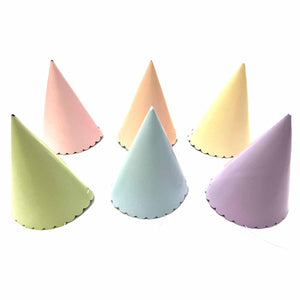 Pastel Paper Cone Party Hats (6 pack)