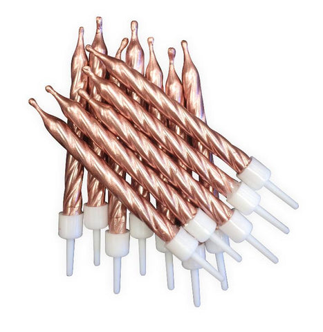 Pearlescent Rose Gold Short Candles (12 pack)