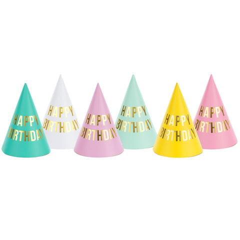 Happy Birthday Assorted Party Hats 6pk