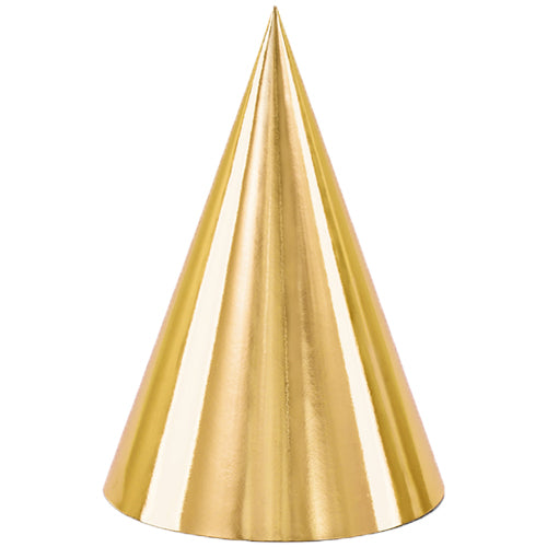 Gold Cone Party Hats (6 pack)