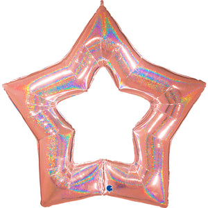 Rose Gold Holographic Cut Out Star Balloon