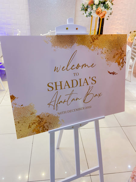 A1 Size Welcome Sign - Beige & Gold