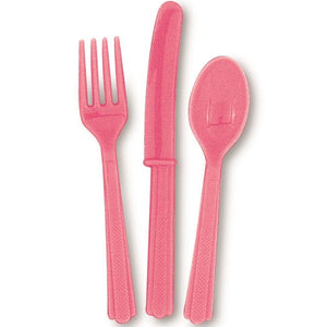 Hot Pink Plastic Cutlery (18 pack)