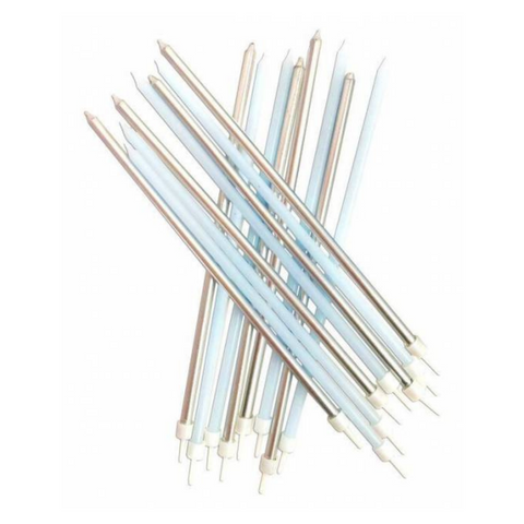Light Blue & Silver Candles (16 pack)