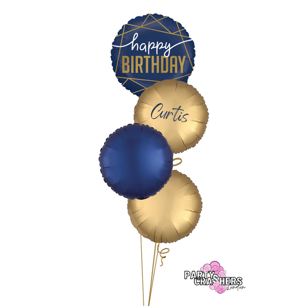 The Curtis Navy & Gold Birthday Balloon Package