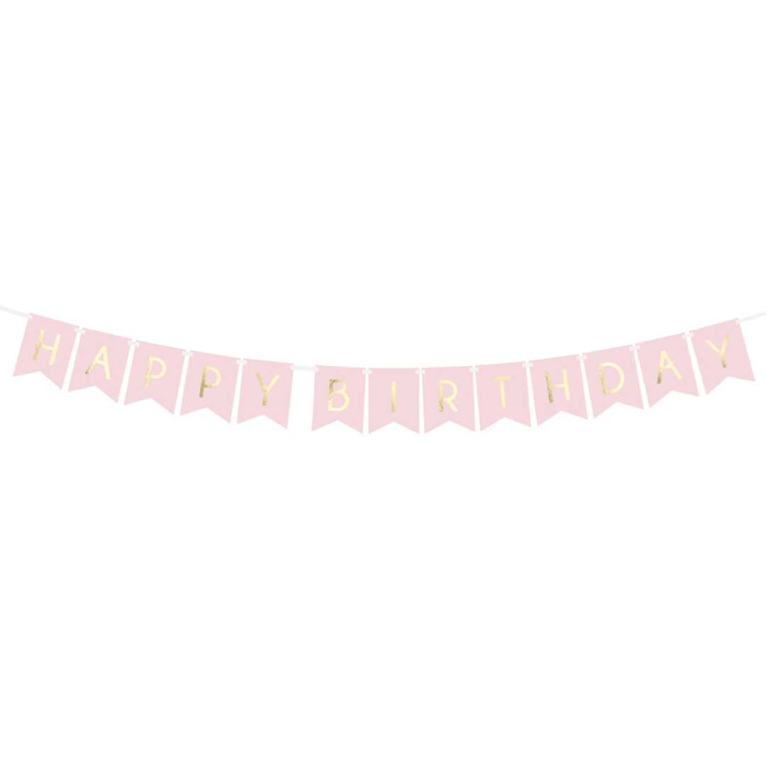 Pastel Pink Happy Birthday Flag Banner