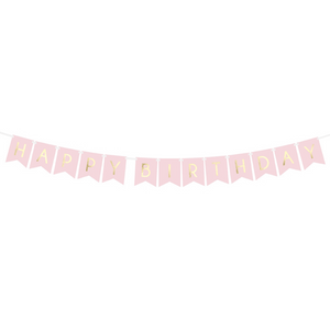 Pastel Pink Happy Birthday Flag Banner