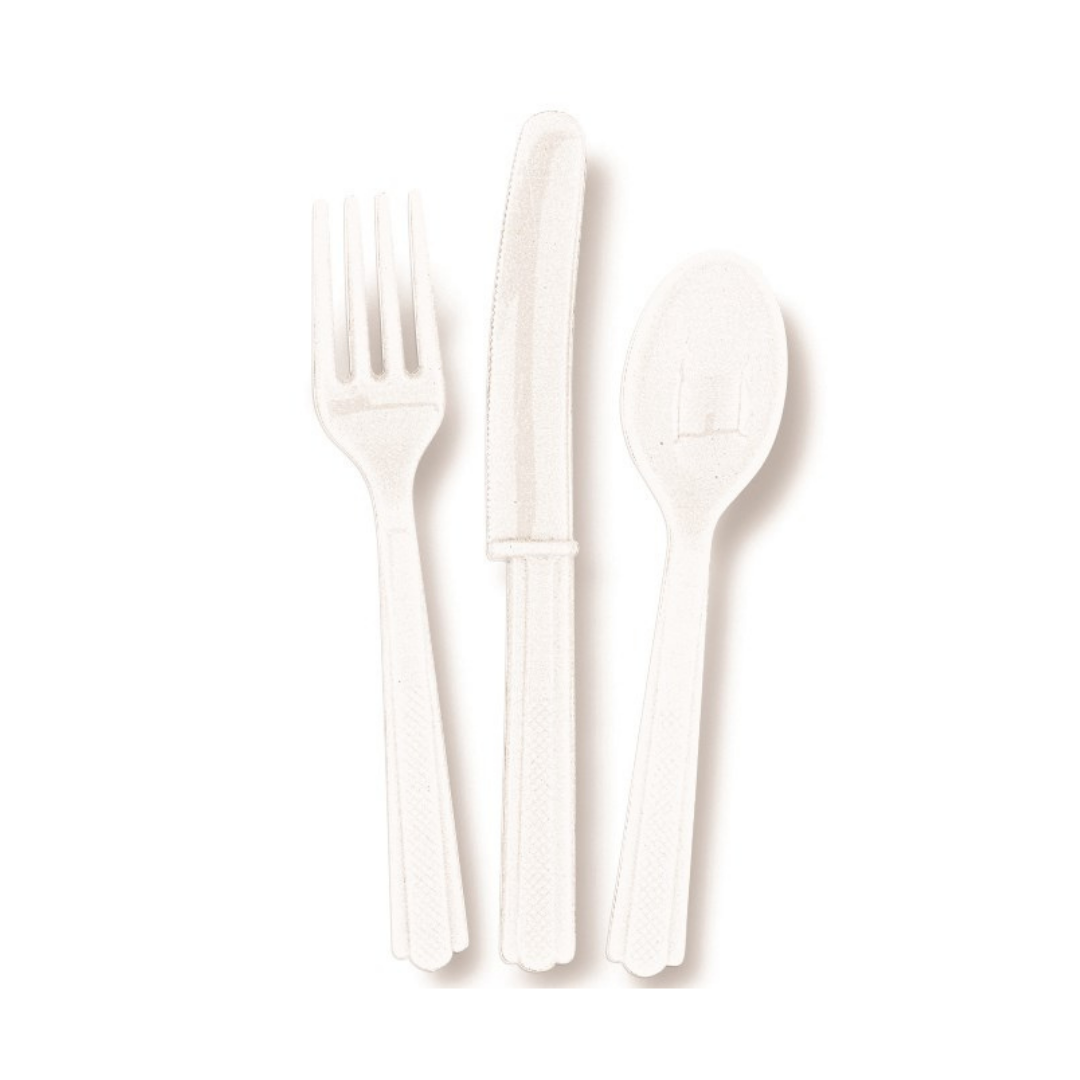 White Plastic Cutlery (18 pack)