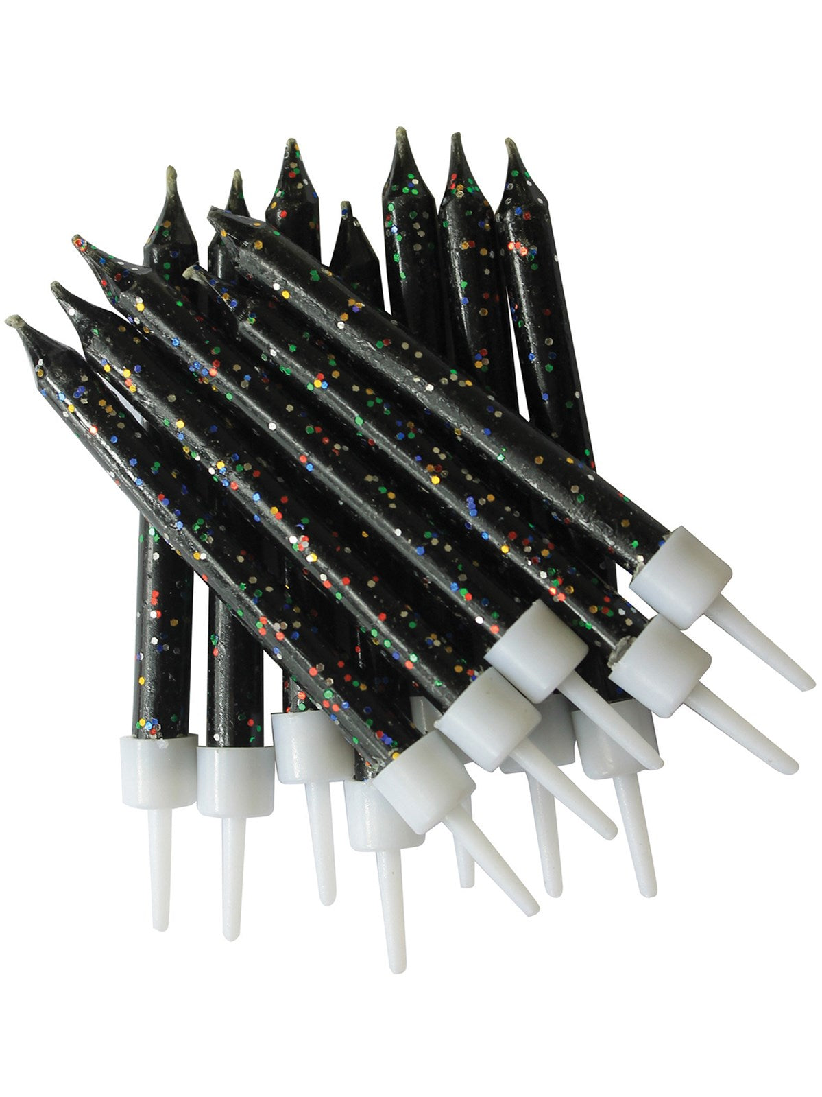 Black Glitter Candles (12 pack)