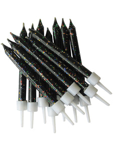 Black Glitter Candles (12 pack)