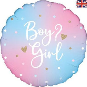 Pastel Holographic Gender Reveal Boy Girl Balloon
