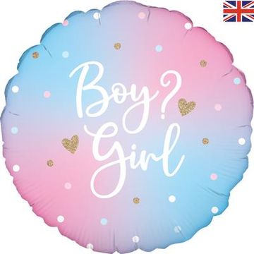 Pastel Holographic Gender Reveal Boy Girl Balloon