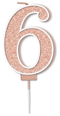 Rose Gold Glitter Number Candle