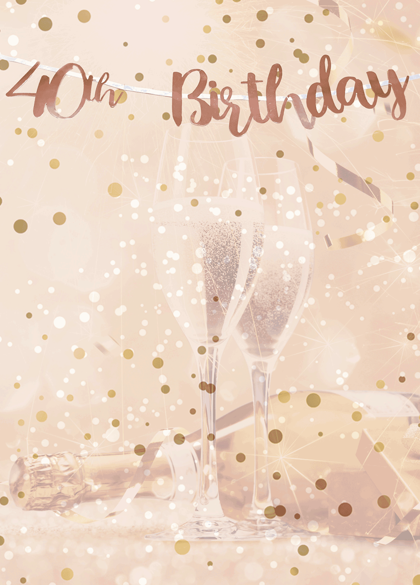 Rose Gold 40th Birthday Script Banner