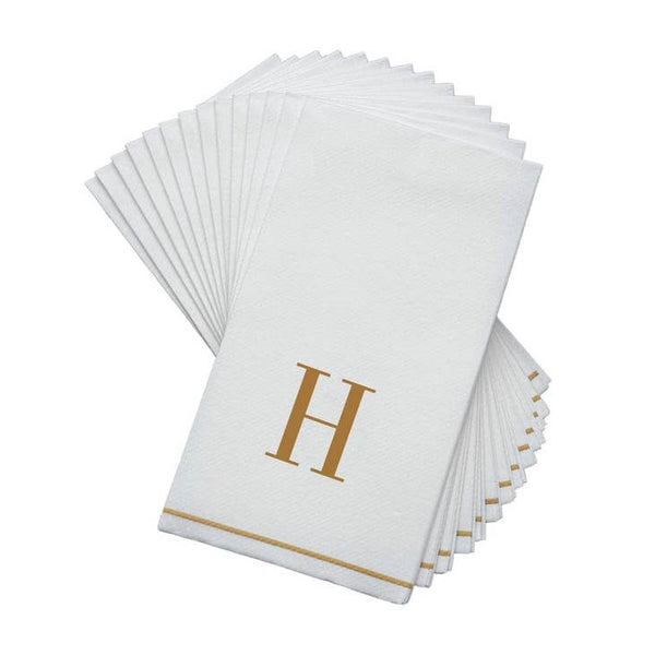 Bodoni Script Single Initial Gold & White Luxury Napkins (14 pack)