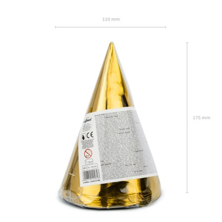 Gold Cone Party Hats (6 pack)