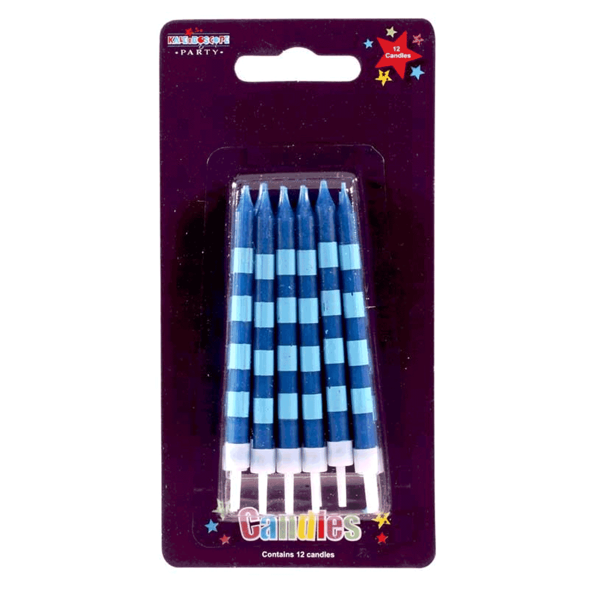Striped Blue Cake Candles (12 pack)