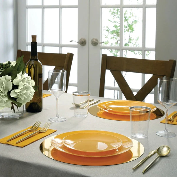 Yellow & Gold Elegant Rounded Plastic Plates (10 pack)