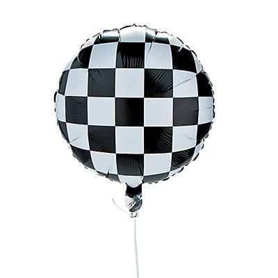 Checkerboard Race Flag Round Foil Balloon