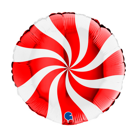 Red Candy Swirl Round Foil Balloon
