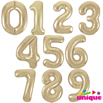 White Gold Number Balloons