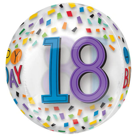 Happy 18th Birthday Clear Orbz Balloon