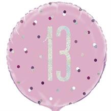 13th Pink Birthday Foil Balloon