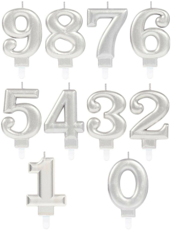 Silver Number Candle (Choose Your Numbers)
