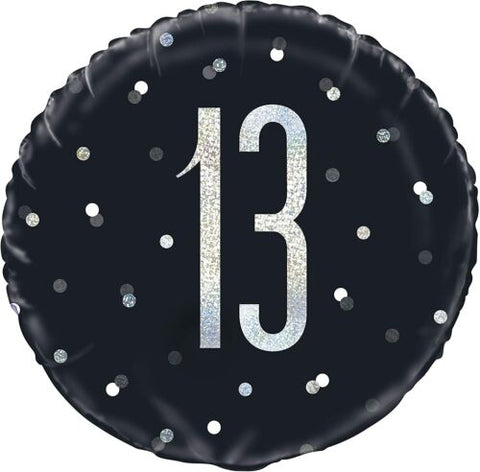 13th Black Birthday Foil Balloon