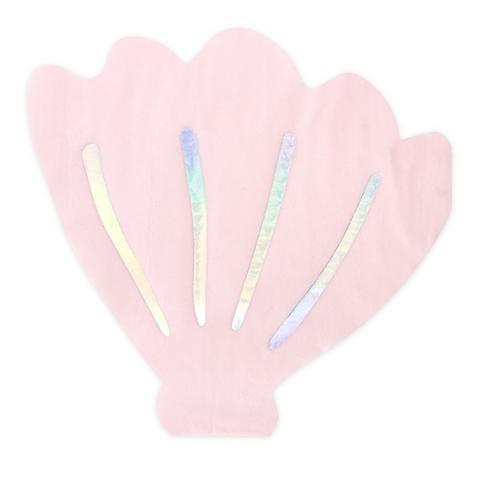 Pink Seashell Shaped Napkins With Iridescent Detail (20 pack)